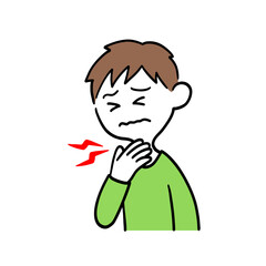 喉の痛みを感じている男性