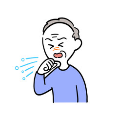 咳やくしゃみが止まらない高齢男性