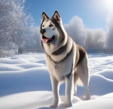 siberian husky dog in the snow