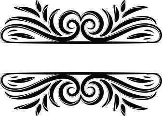 Fototapeta premium Black Vintage Title Frame Swirl For Text Border Png Transparent Background Wedding Invitation Card and vintage royal title border or text frame ornament elements