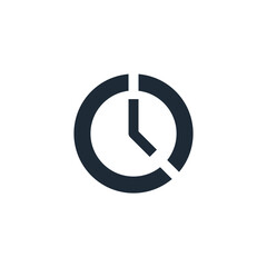 Clock face with timeline span. Long lasting effect.Time interval. Vector linear icon isolated on white background.