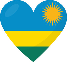 Rwanda flag heart 3D style.