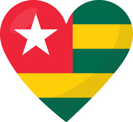 Togo flag heart 3D style.