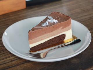 a slice of chocolate tiramisu cake