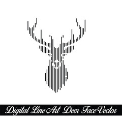 Digital Line Art Deer Face Vector Design Creative Concept