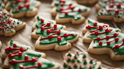 Fototapeta na wymiar Christmas tree cookies
