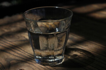 water drink on the wooden table