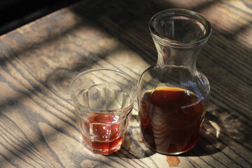 robusta v60 coffe on the wooden table