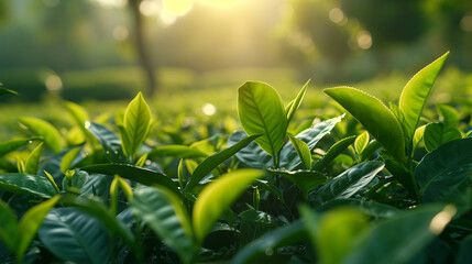 close up of tea leaves