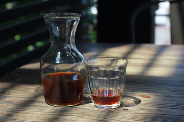 robusta v60 coffe on the wooden table