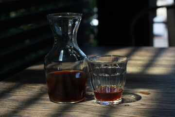 robusta v60 coffe on the wooden table