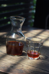 robusta v60 coffe on the wooden table