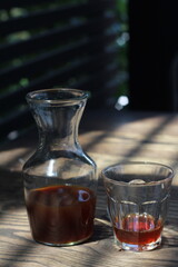 robusta v60 coffe on the wooden table