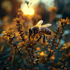 Bee on a flower Generative AI