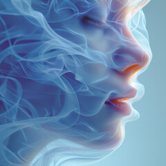 Abstract smoke background with woman Generative AI