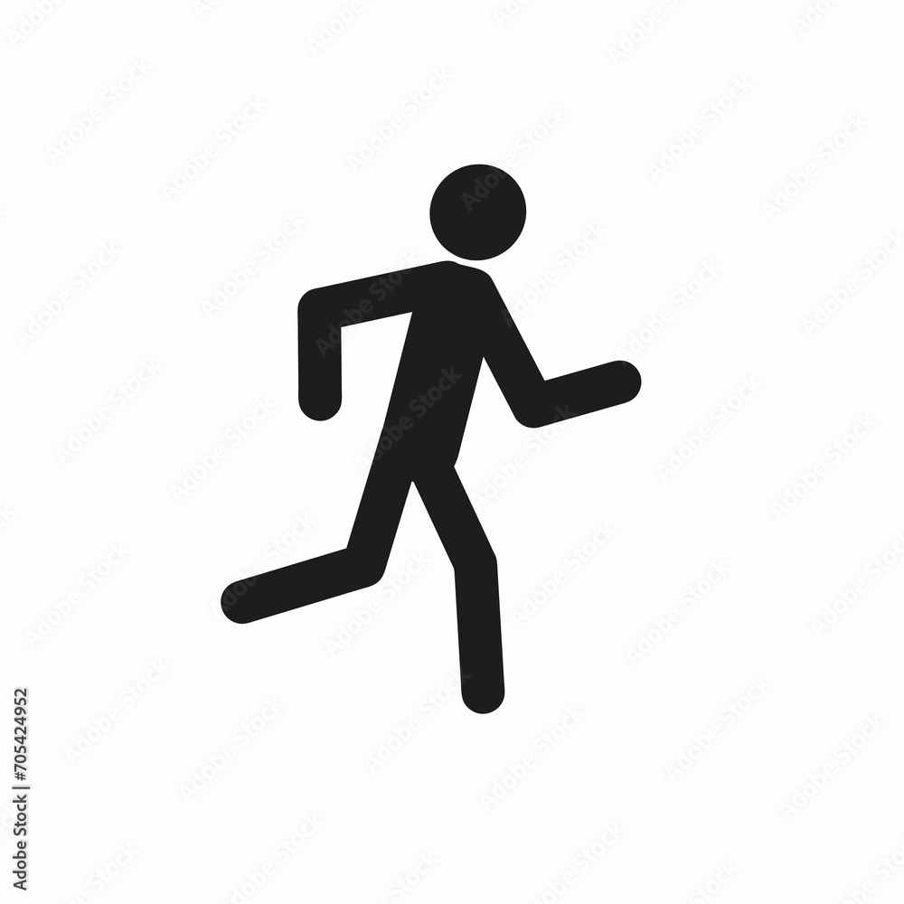 Sticker man running, sports, healthy lifestyle, figure of a running man, isolated pictogram on a white background