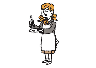 美術部の女子生徒の手書きイラスト