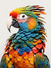 Colorful Parrot front face portrait