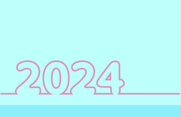 line drawing style with a pen 2024 on the left, the year of the lord. Concept about writing, simply, yearly, celebrating, anniversary and etc