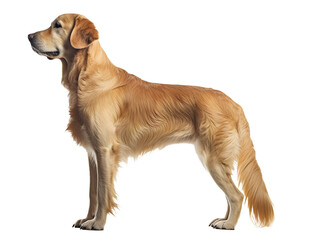 Golden Retriever Dog, Realistic, Side view, Standing, Full Body, Illustration, generative ai