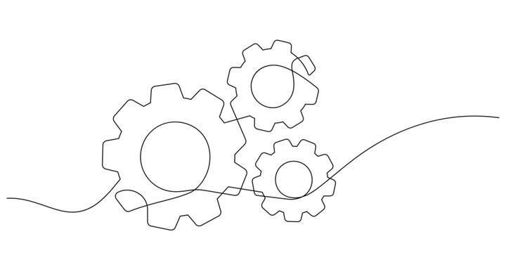 recommend clip art: gears cogwheel continuous one line drawing minimalist mechanical engineering concept thin line
