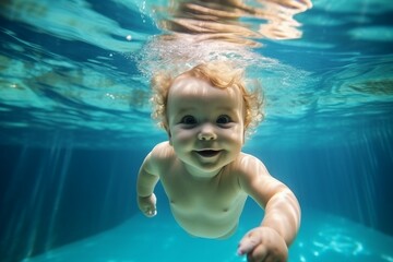 수영하는 아기 - obrazy, fototapety, plakaty