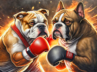 スポーツの概念でボクシングで対決する犬のイラスト - obrazy, fototapety, plakaty