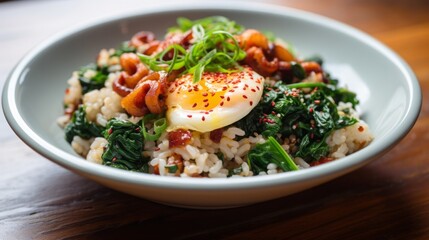 Octopus Fried Rice with Green Vegetables