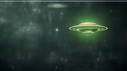 
 Link ×Title:
International day of human space flight UFO concept on grunge green chalkboard background with copy space, generative ai