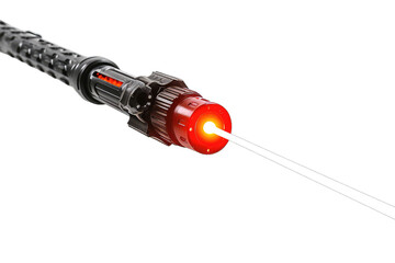 close-up of a lightsaber with a glowing red blade - obrazy, fototapety, plakaty