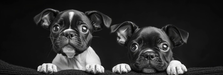 Funny Duo Two Black White Boston, Comic background, Background Banner