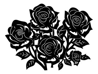 Elegant Black and White Rose Illustration - Floral Graphic Design