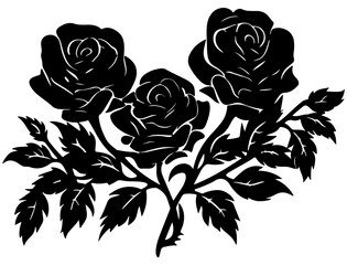 Black and White Roses Clipart Illustration for Elegant Designs