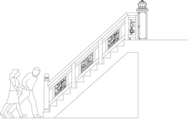 Vector sketch illustration of chinese traditional ethnic pagoda sacred temple entrance staircase design