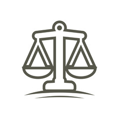 Law firm logo icon with vintage scale in balance symbol vector