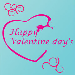Beautiful Valentine's Day greeting design in pink on a blue background