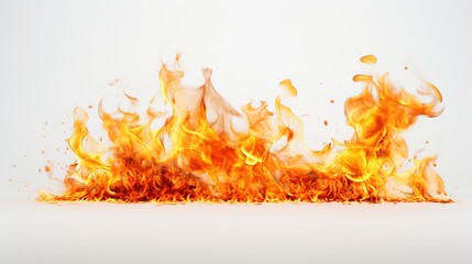Fire on White Background. Flame, Hot, Burn, Inferno
