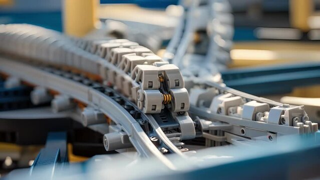 A detailed shot of a roller coaster trains wheels and track connection, showcasing the importance of physics in maintaining a smooth and safe ride for passengers.