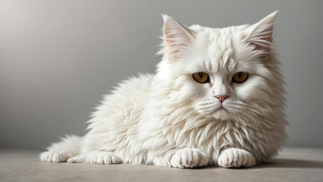 White Persian cat by capturing them against a simple, solid background a photo that showcases their beauty and elegance