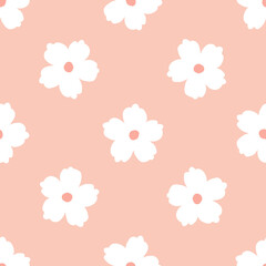 Floral seamless pattern design on pink background. Simple cute floral textile pattern vector.