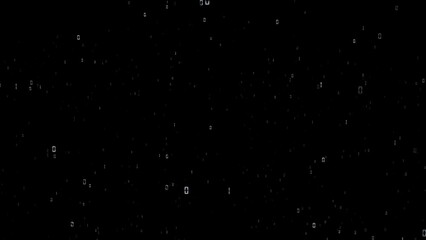  Digital computer glowing binary numbers loop fly on black background. Seamless loop.