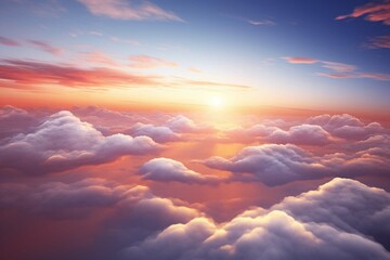 Beautiful sky over clouds at sunset time