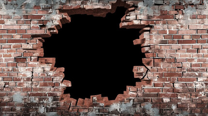 Exploding brick wall background