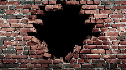 Exploding brick wall background