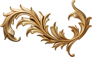 Gold Acanthus isolated on transparent background. PNG - obrazy, fototapety, plakaty