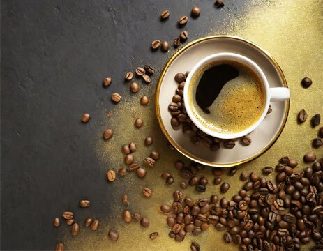フレーム　背景　コーヒー　飲み物　イラスト素材　AI生成画像