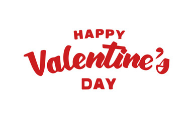 Happy Valentines Day hand drawn lettering on white background
