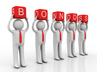 3d illustration Business Network holding bonds
