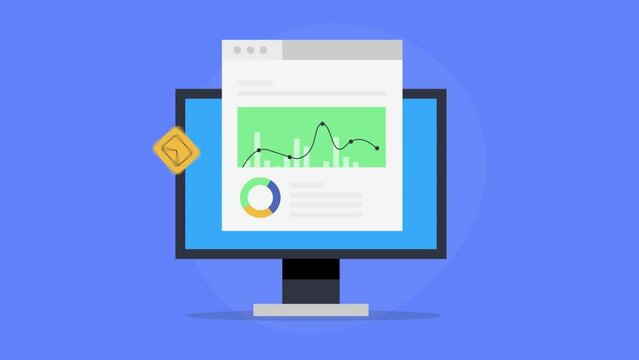 Marketing software analysing data and identifying market forecast and trends, web based digital automation, artificial intelligence technology for e-business optimization, video animation 2d clip.