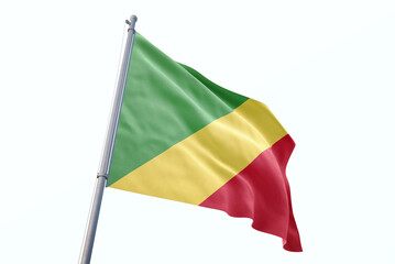 Congo Republic flag waving isolated on white background